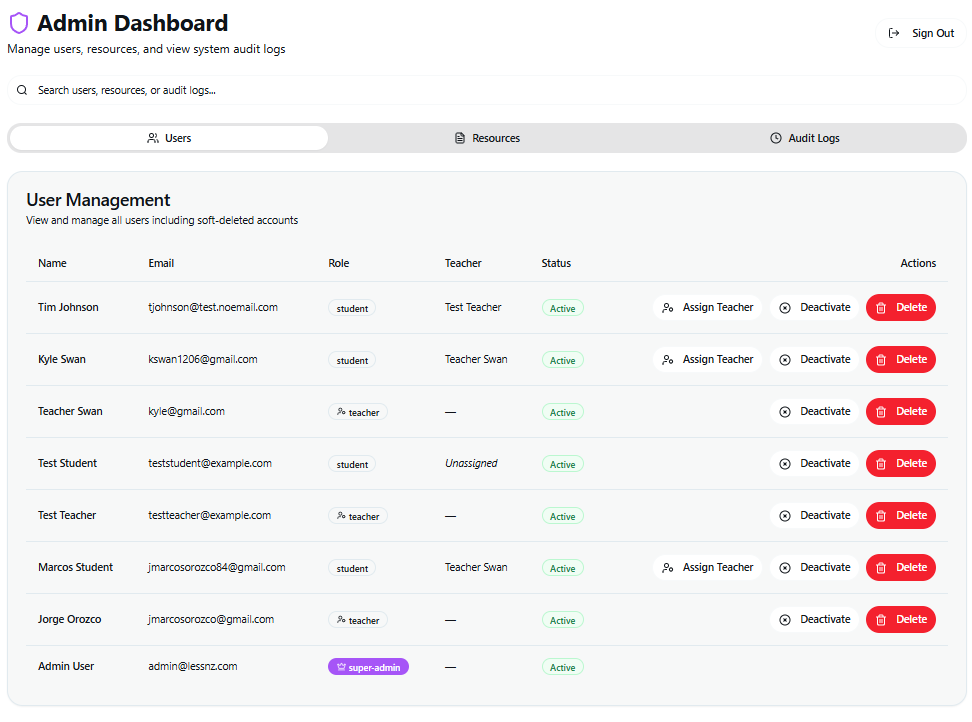 Studio Administration Screenshot