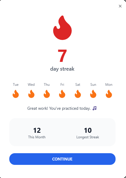 Practice Tracking Screenshot